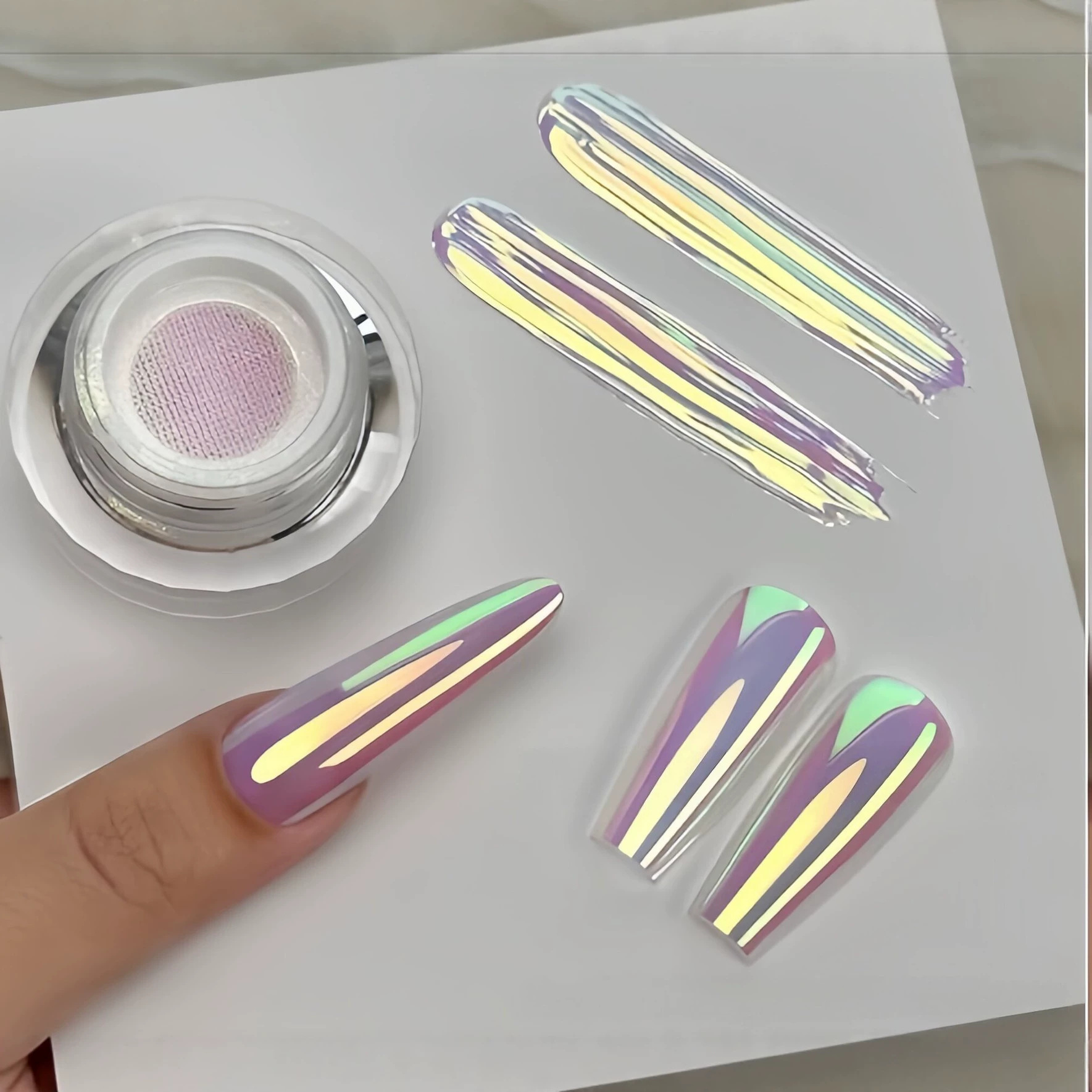 Nail Glitter Chrome - 7Colors Unicorn Chrome Neon Poeder Menselijk