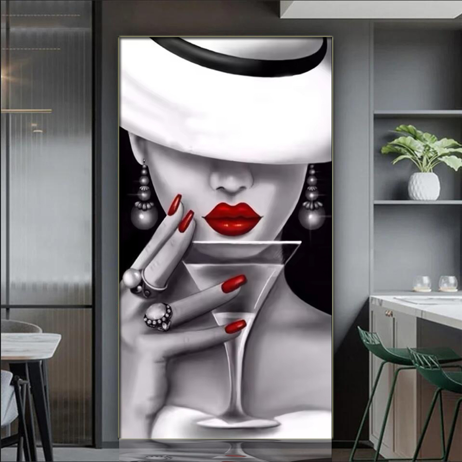 Nail Art Valentines Day - Elegante vrouw volledige diamant mozaïek kits