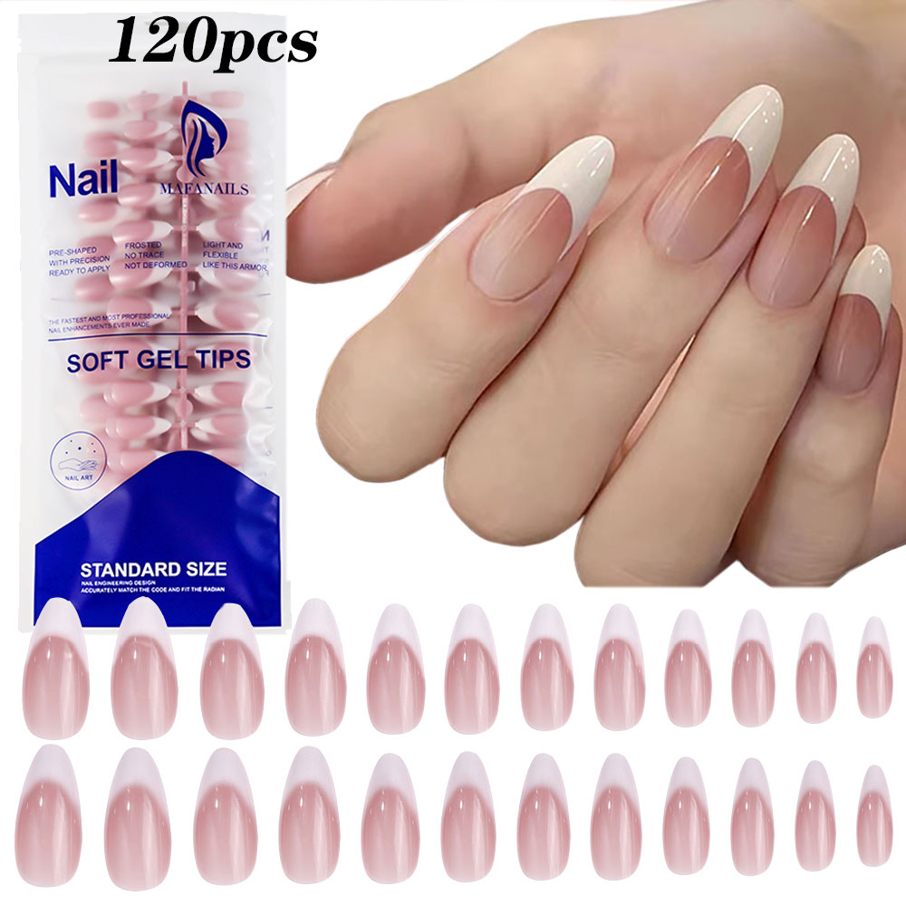 Nail Art Pink - 120 stks Roze Medium Amandel Franse