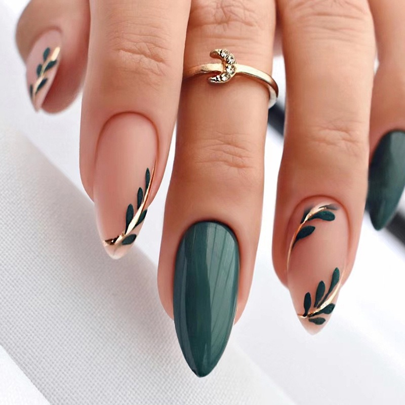 Nail Art Pink - 24P/Set Middellange Amandel Druk op Nagels
