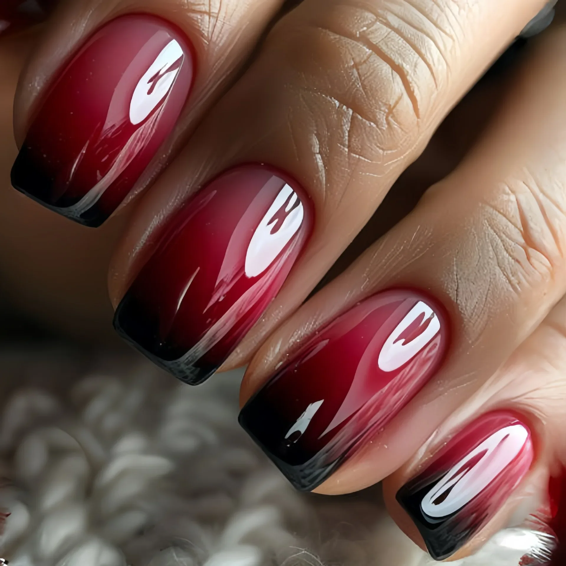 Nail Art Pink - 24pc Druk op Nagels Zwart Gradiënt