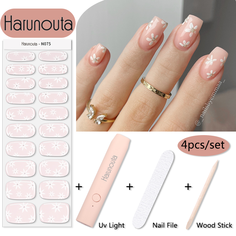 Striping Tape Nail - Harunouta 1 set bloem semi-uitgeharde gel-nagelstrips