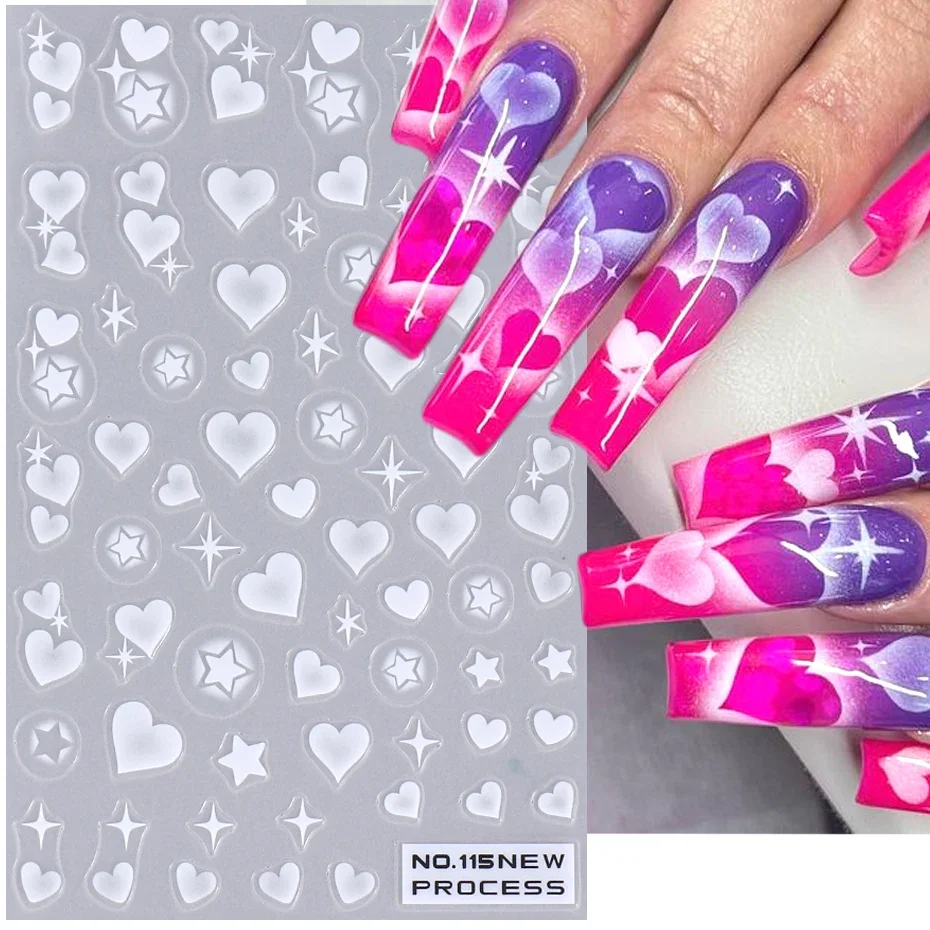 Nail Art Valentines Day - 2 stks 3D Hart Ster Nagelstickers