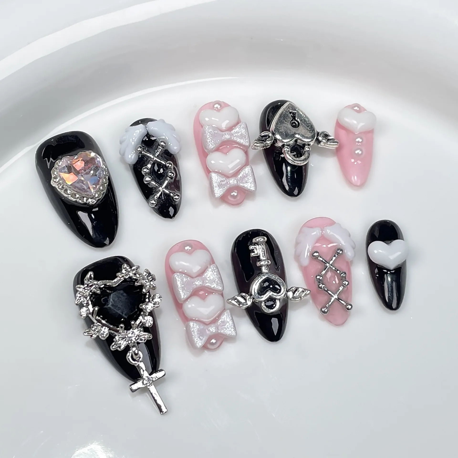 10Pc Hot Cool Druk op nagels D - Nail Art Pink recensie en prijs
