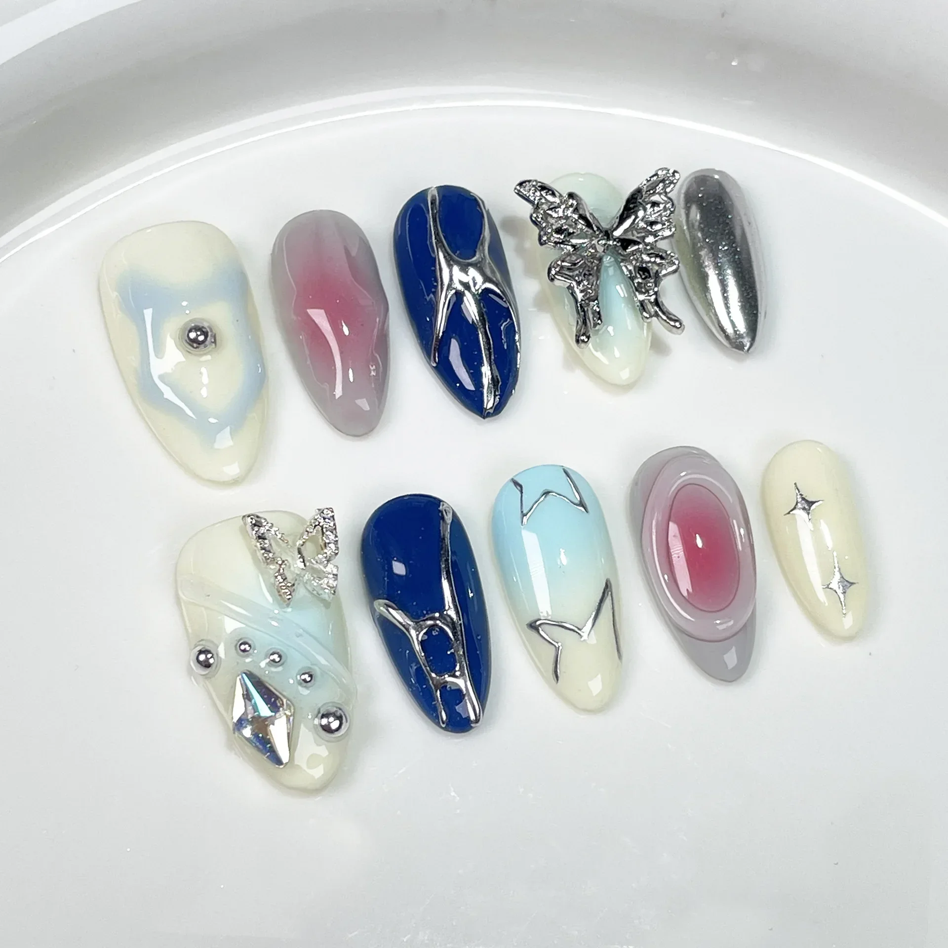 10Pc Hot Cool Druk op nagels D - Nail Art Pink recensie en prijs
