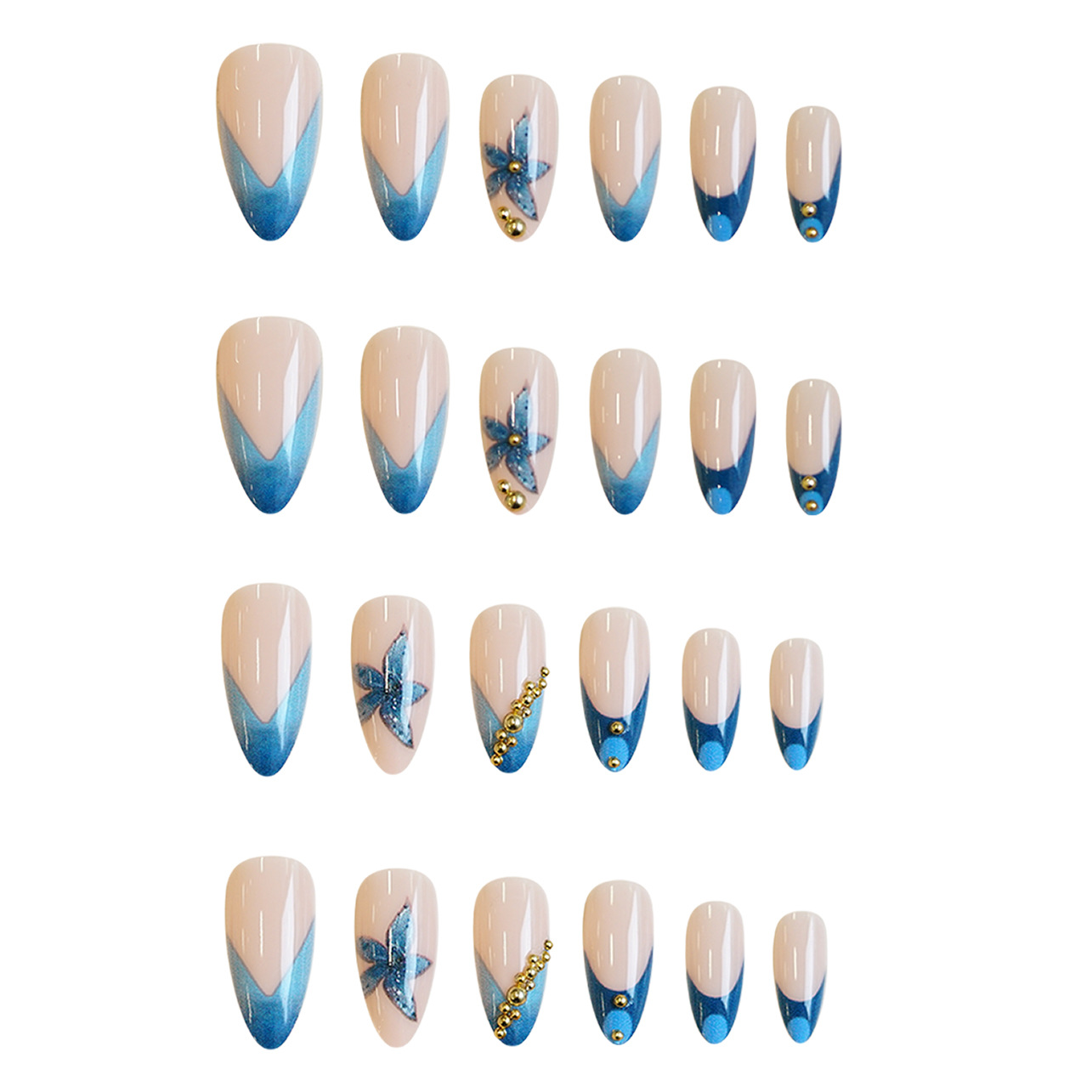 Nude nepnagels met roze blauwe - Nail Art Pink recensie en prijs