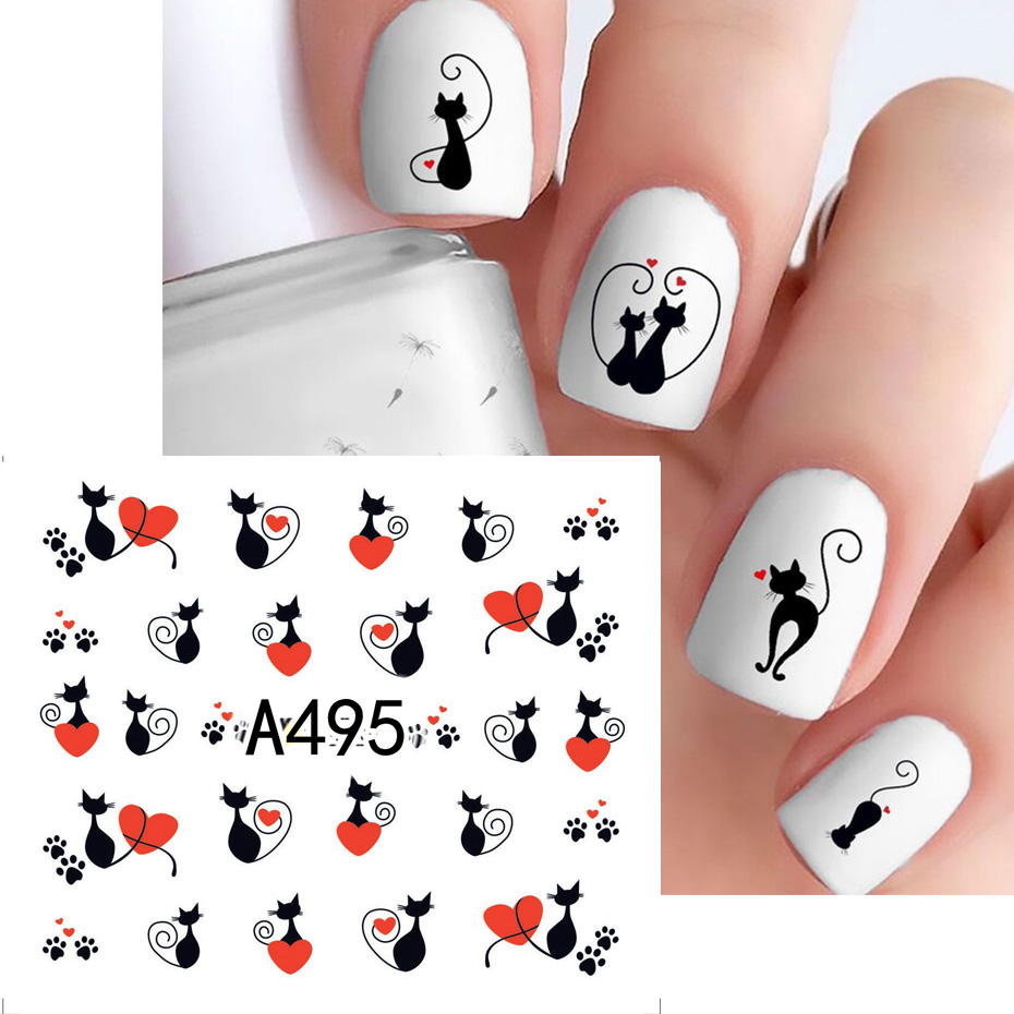 12 stks Zwarte Kat Stickers Na - Nail Art Valentines Day recensie en prijs