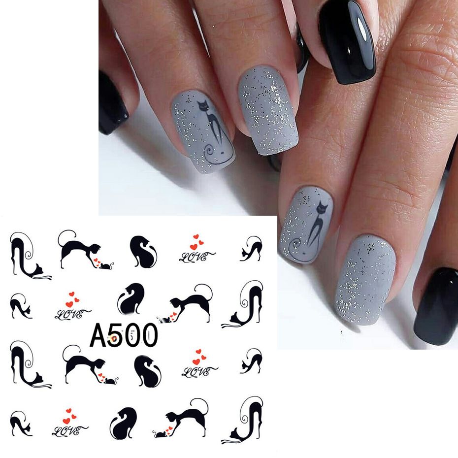 12 stks Zwarte Kat Stickers Na - Nail Art Valentines Day recensie en prijs