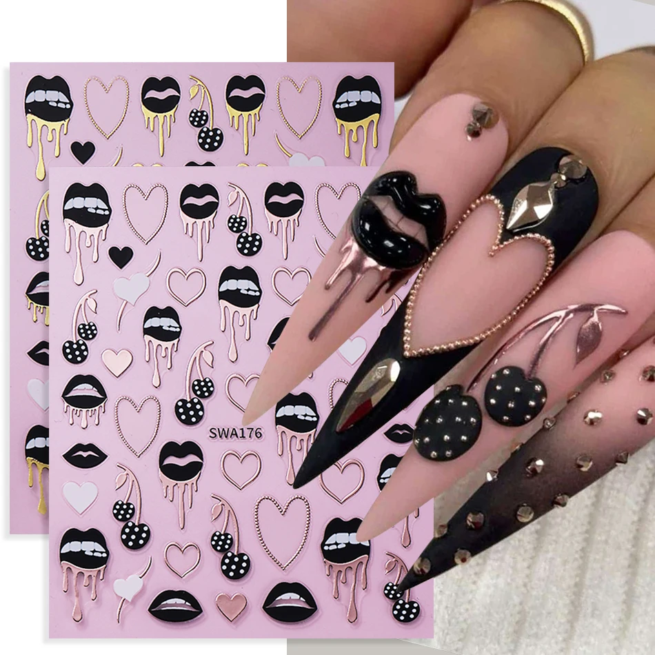 2 Stuks Zwarte Lippen Liefde H - Nail Art Valentines Day recensie en prijs