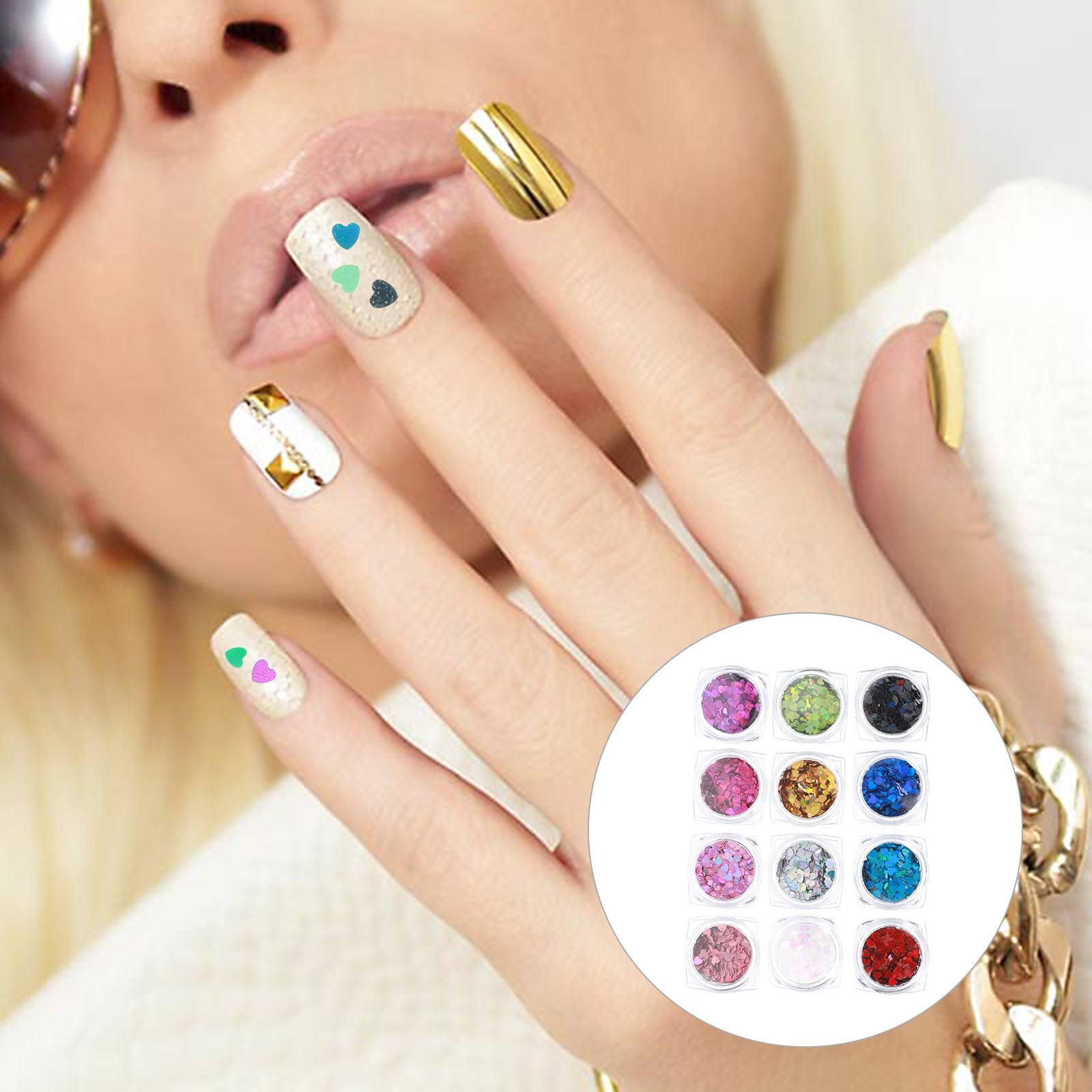 1Set Shining Heart Nail Paille - Nail Art Valentines Day recensie en prijs