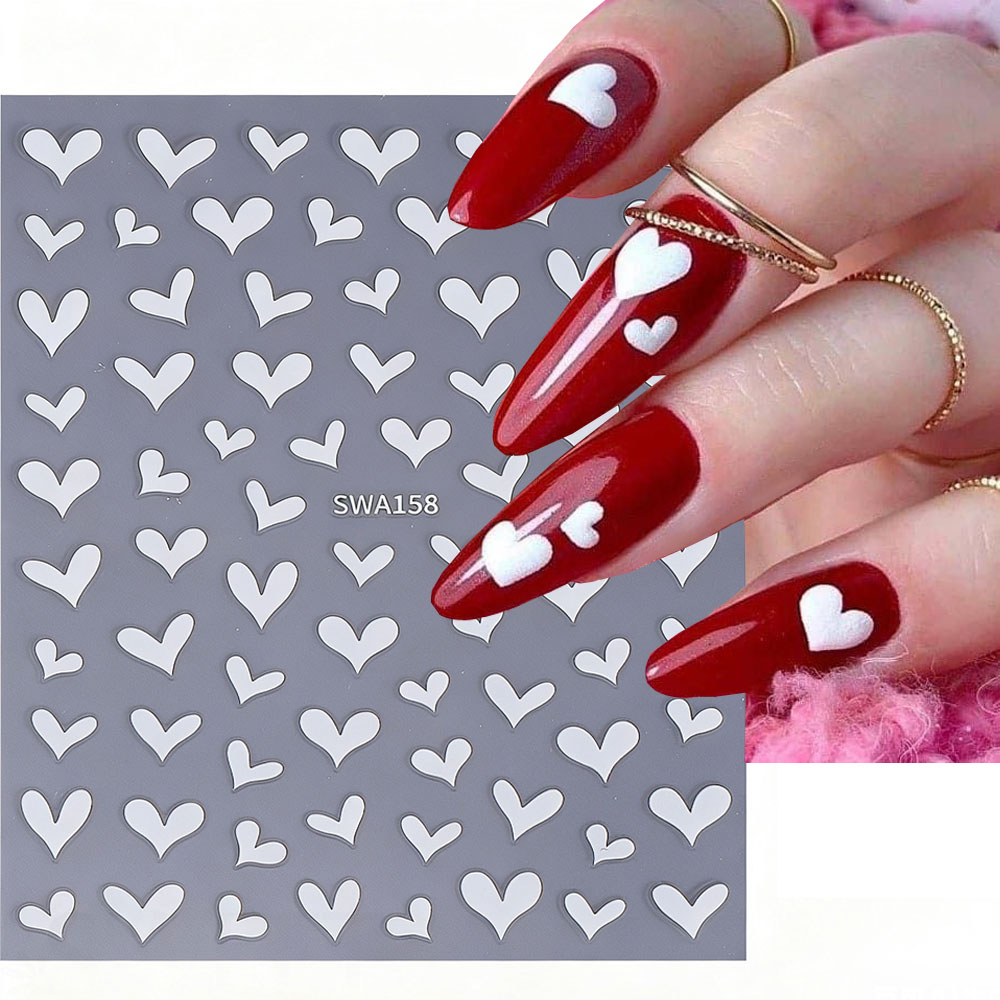 3D Wit Hart Valentijnsdag Nail - Nail Art Valentines Day recensie en prijs