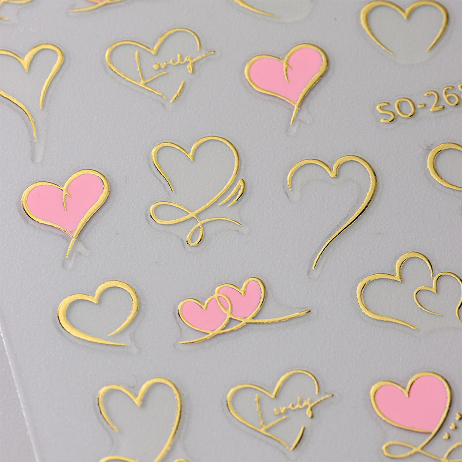 3pcs Y2K Gold Wave Line Heart  - Nail Art Valentines Day recensie en prijs